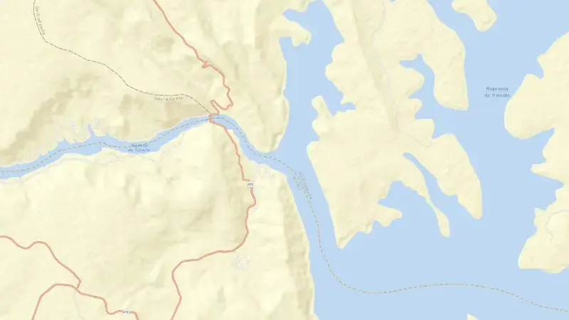 Road map of M. MORAES reservoir, Minas Gerais, Brazil