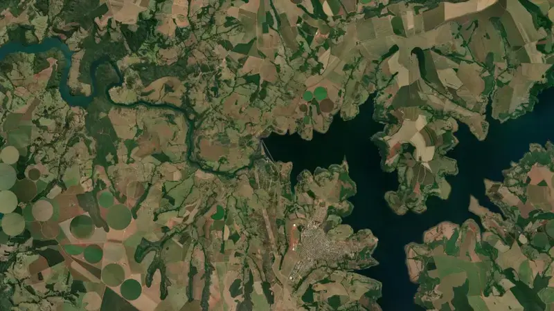 Satellite view of NOVA PONTE reservoir, Minas Gerais, Brazil