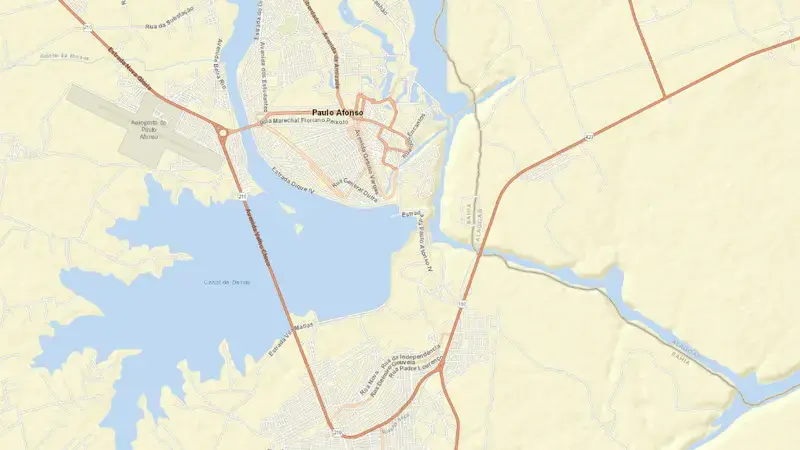 Road map of P. AFONSO 4 reservoir, Bahia, Brazil
