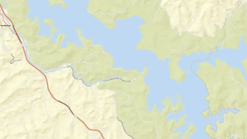 Road map of PARAIBUNA reservoir, São Paulo, Brazil
