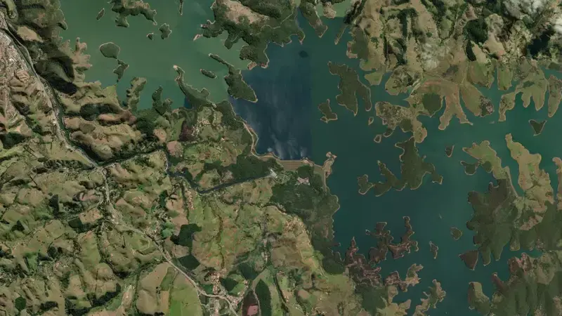 Satellite view of PARAIBUNA reservoir, São Paulo, Brazil