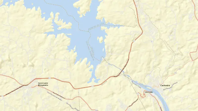 Road map of PEDRA DO CAVALO reservoir, Bahia, Brazil