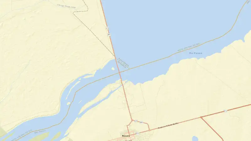 Road map of PORTO PRIMAVERA reservoir, São Paulo, Brazil
