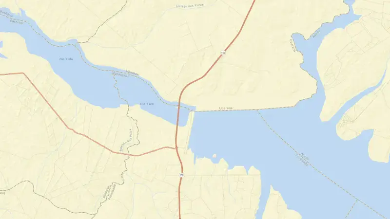 Road map of PROMISSÃO reservoir, São Paulo, Brazil