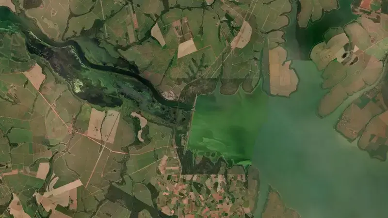 Satellite view of PROMISSÃO reservoir, São Paulo, Brazil