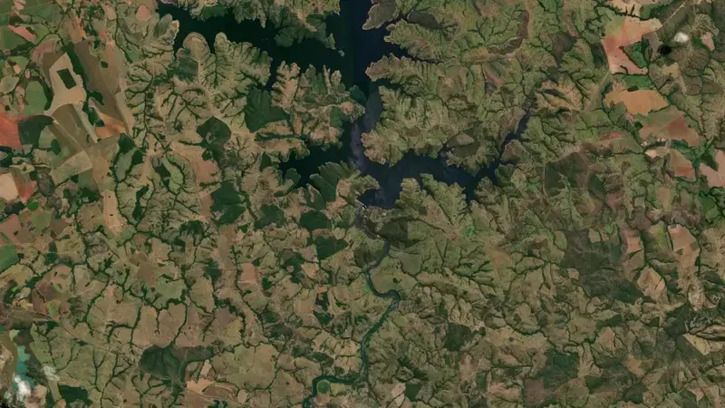 Satellite view of S.DO FACÃO reservoir, Goiás, Brazil
