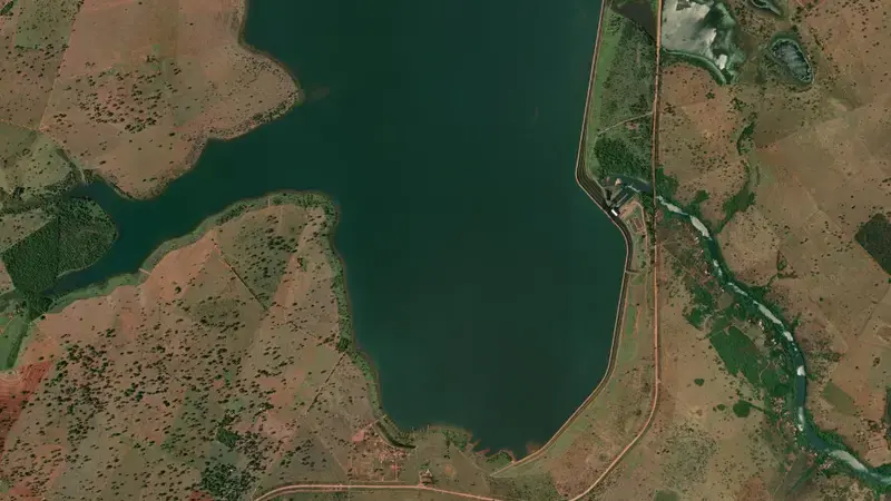 Satellite view of S.R.VERDINHO reservoir, Goiás, Brazil
