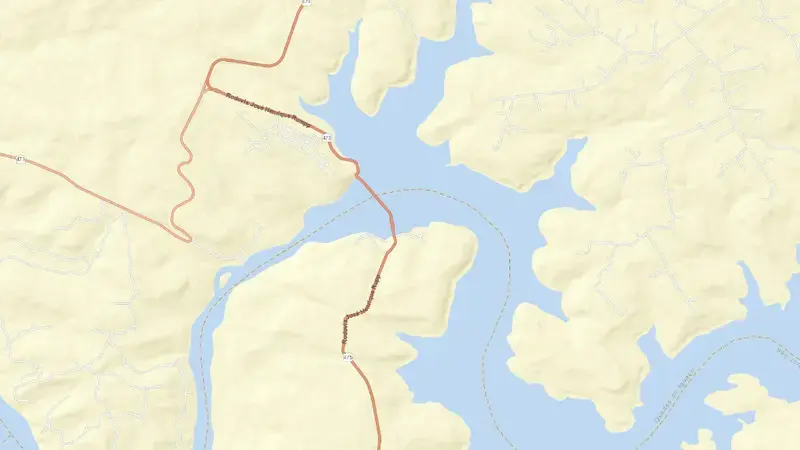 Road map of SALTO OSORIO reservoir, Paraná, Brazil