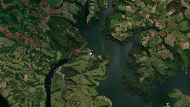Satellite view of SALTO OSORIO reservoir, Paraná, Brazil