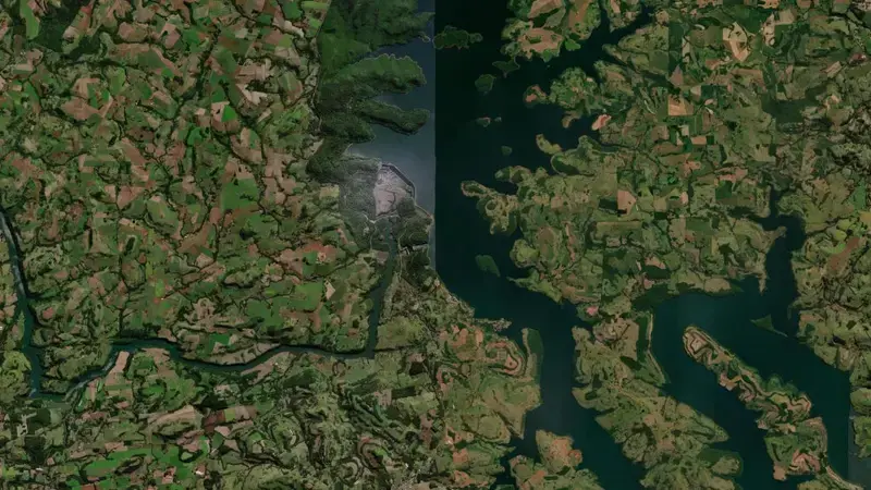 Satellite view of SALTO SANTIAGO reservoir, Paraná, Brazil