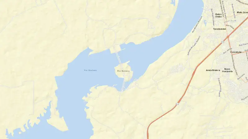 Road map of SANTO ANTONIO reservoir, Rondônia, Brazil