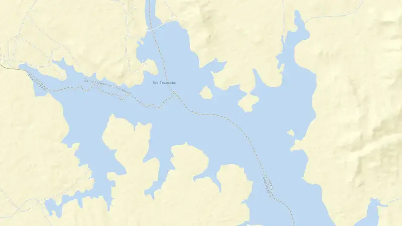 Road map of SAO SALVADOR reservoir, Tocantins, Brazil