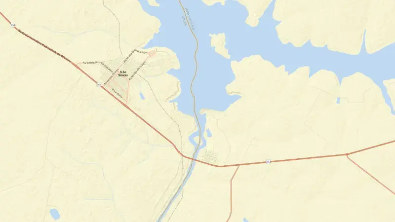 Road map of SÃO SIMÃO reservoir, Goiás, Brazil