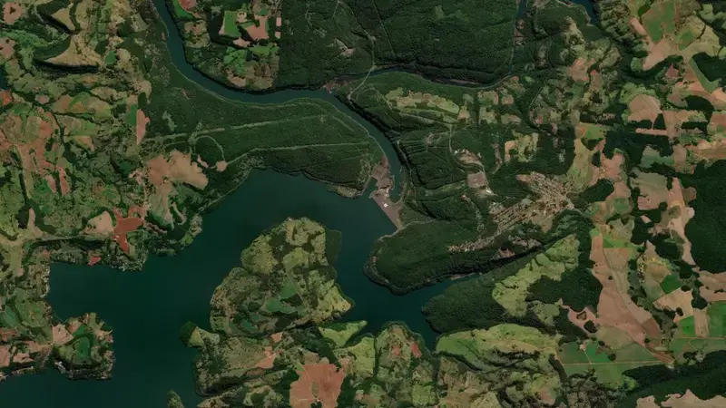Satellite view of SEGREDO reservoir, Paraná, Brazil