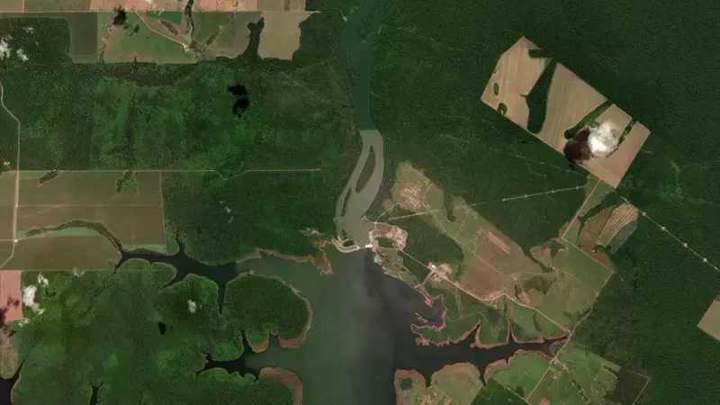 Satellite view of SINOP reservoir, Mato Grosso, Brazil