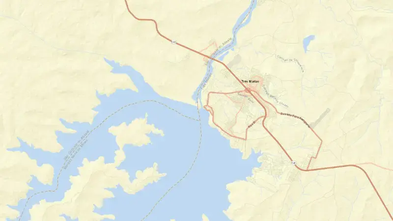 Road map of TRÊS MARIAS reservoir, Minas Gerais, Brazil