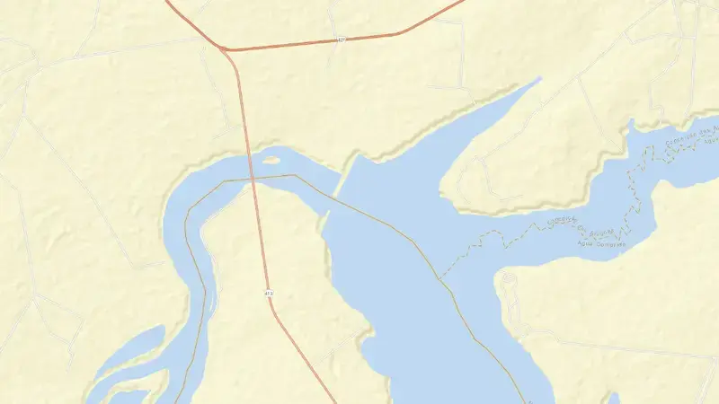 Road map of VOLTA GRANDE reservoir, Minas Gerais, Brazil
