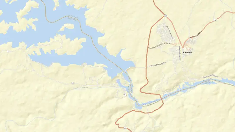 Road map of XINGO reservoir, Sergipe, Brazil