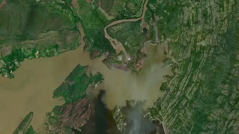 Satellite view of Betania reservoir, Huila, Colombia
