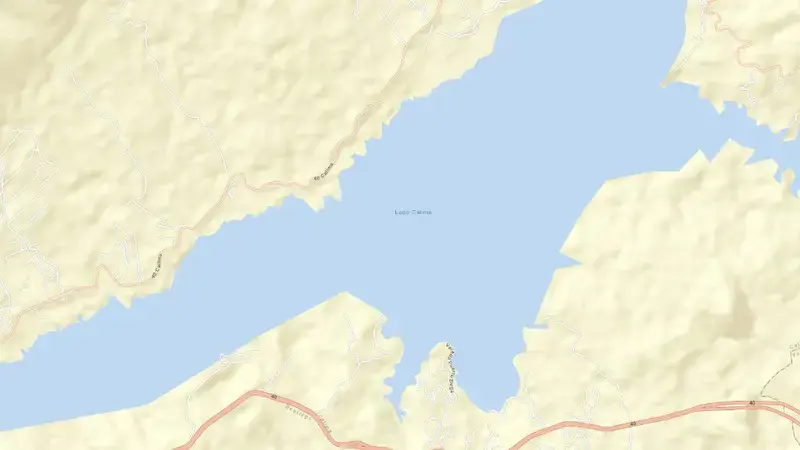Road map of Calima reservoir, Valle del Cauca, Colombia