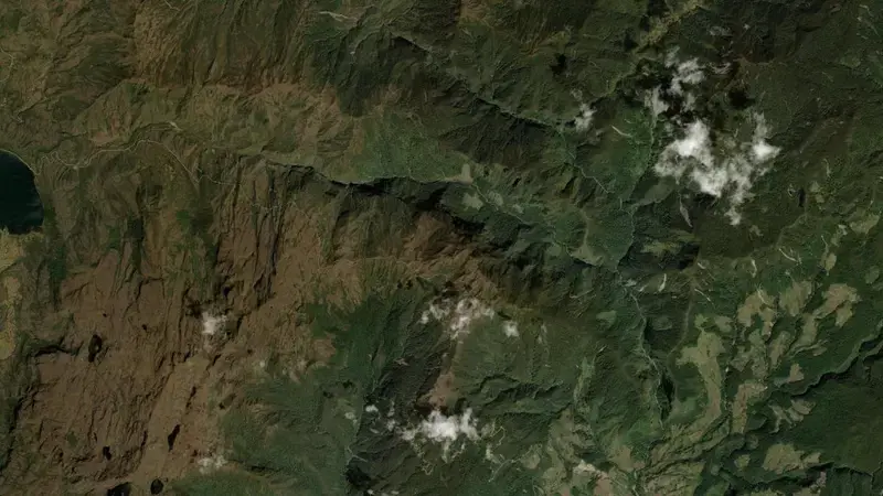 Satellite view of Chuza (Chingaza) reservoir, Cundinamarca, Colombia