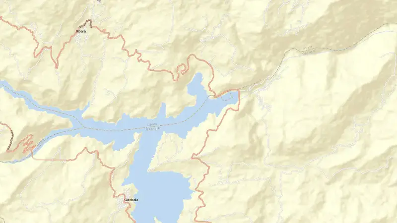 Road map of Guavio reservoir, Cundinamarca, Colombia