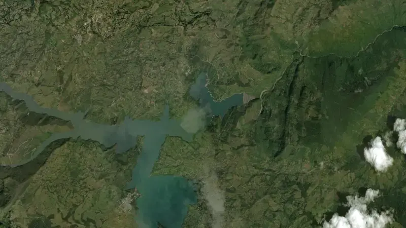 Satellite view of Guavio reservoir, Cundinamarca, Colombia