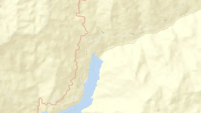 Road map of Porce III reservoir, Antioquia, Colombia