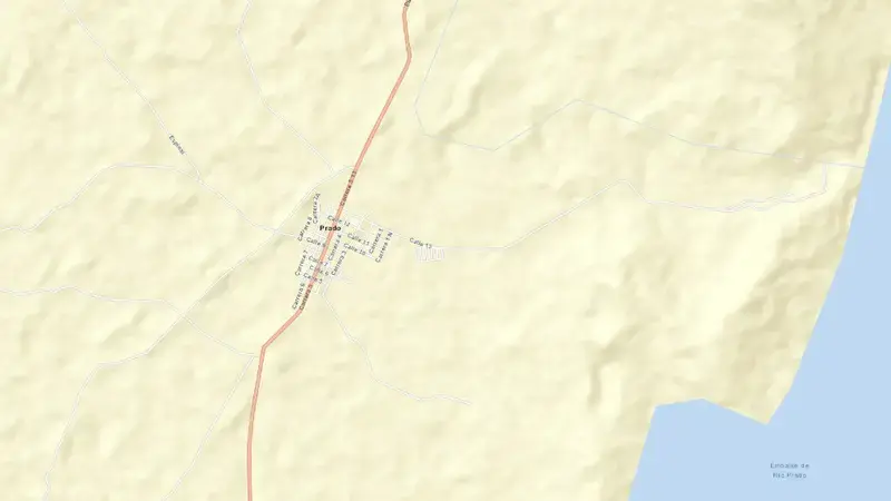 Road map of Prado reservoir, Tolima, Colombia
