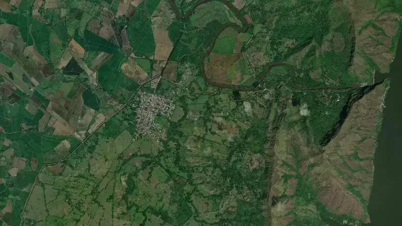 Satellite view of Prado reservoir, Tolima, Colombia