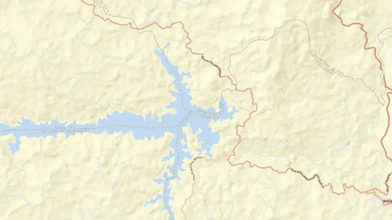 Road map of Riogrande II reservoir, Antioquia, Colombia