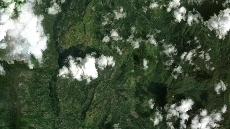 Satellite view of Topocoro (Sogamoso) reservoir, Santander, Colombia