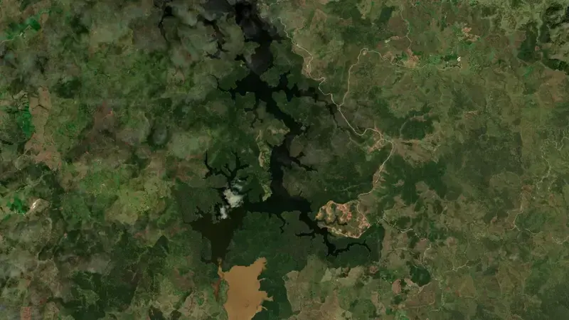 Satellite view of Troneras reservoir, Antioquia, Colombia