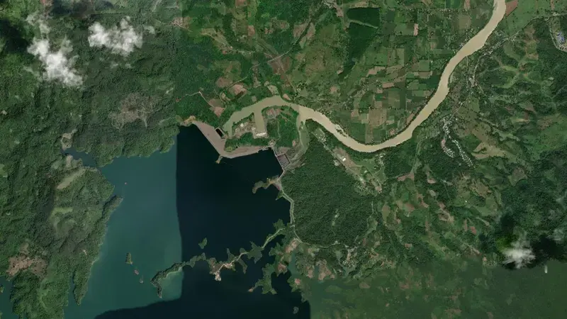 Satellite view of Urrá reservoir, Córdoba, Colombia