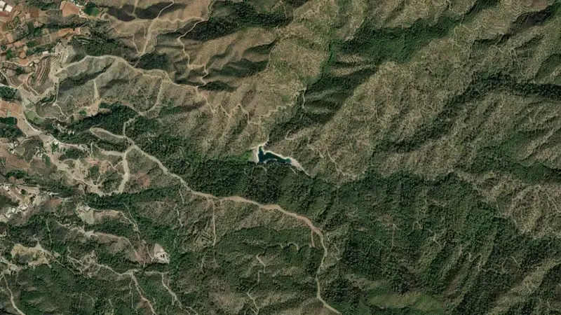 Satellite view of Agia Marina reservoir, Paphos, Cyprus