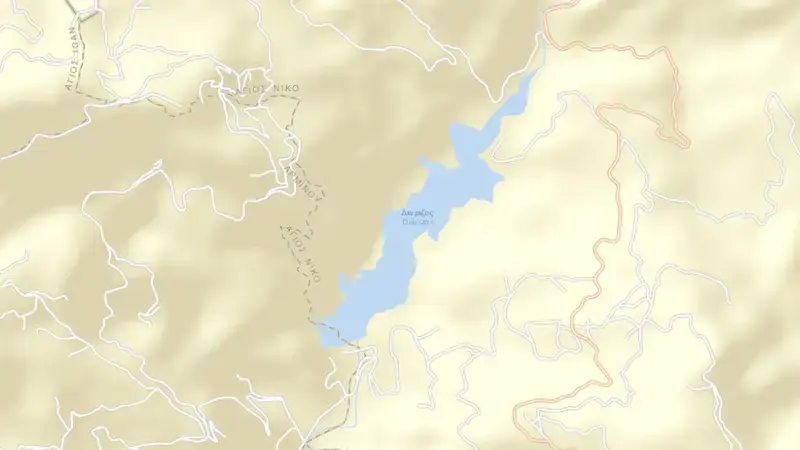 Road map of Arminou reservoir, Paphos, Cyprus