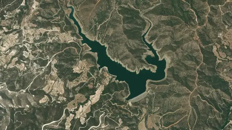 Satellite view of Dipotamos reservoir, Larnaca, Cyprus