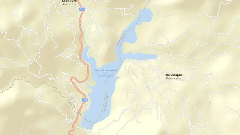 Road map of Germasogeia reservoir, Limassol, Cyprus