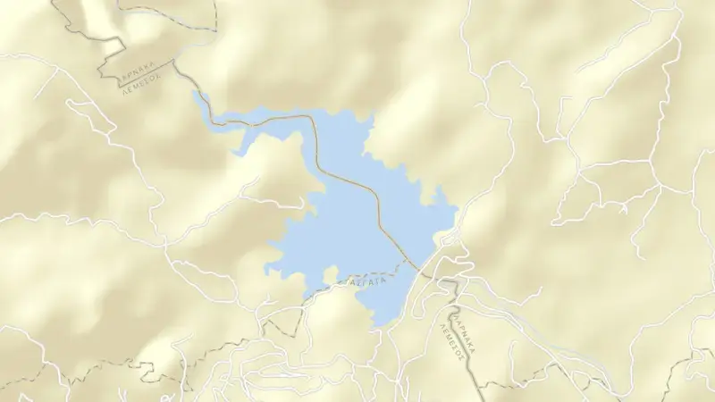 Road map of Kalavasos reservoir, Larnaca, Cyprus