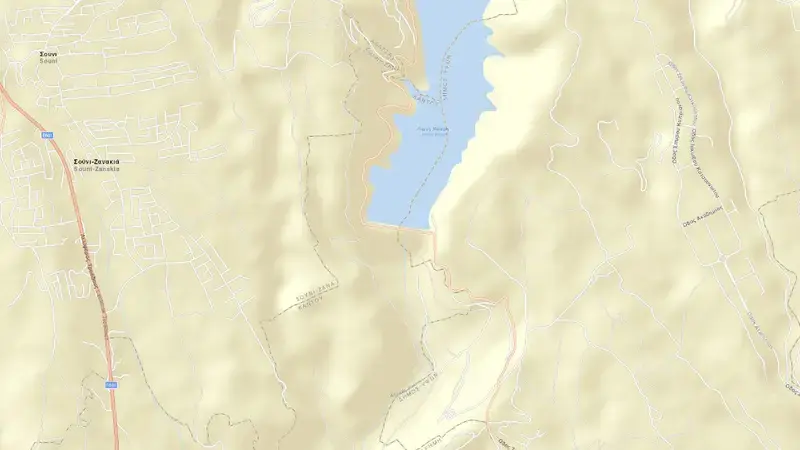 Road map of Kouris reservoir, Limassol, Cyprus