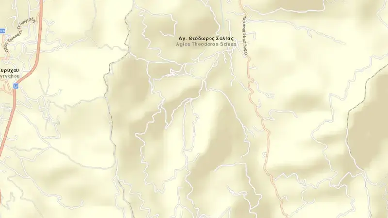 Road map of Solea reservoir, Nicosia, Cyprus