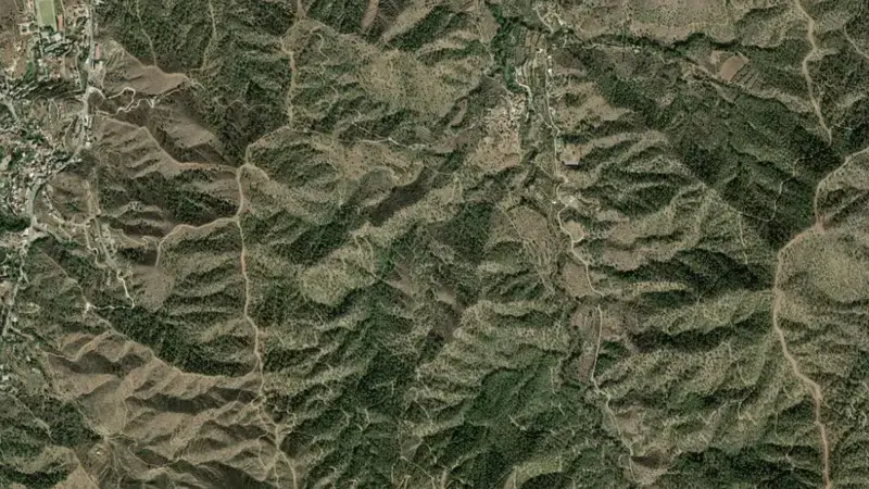 Satellite view of Solea reservoir, Nicosia, Cyprus