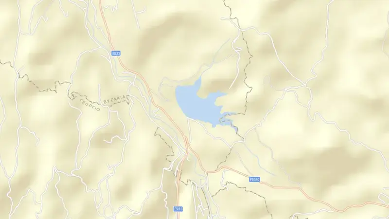 Road map of Vyzakia reservoir, Nicosia, Cyprus