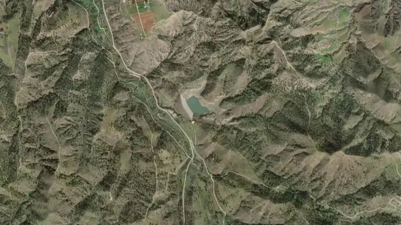 Satellite view of Vyzakia reservoir, Nicosia, Cyprus