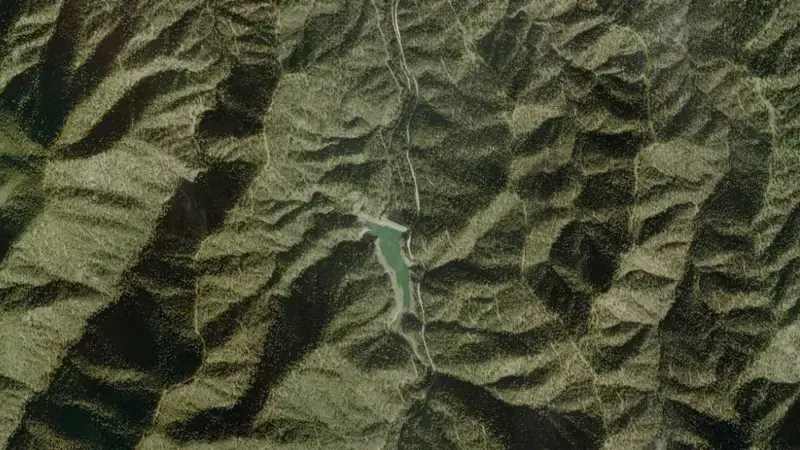 Satellite view of Xyliatos reservoir, Nicosia, Cyprus