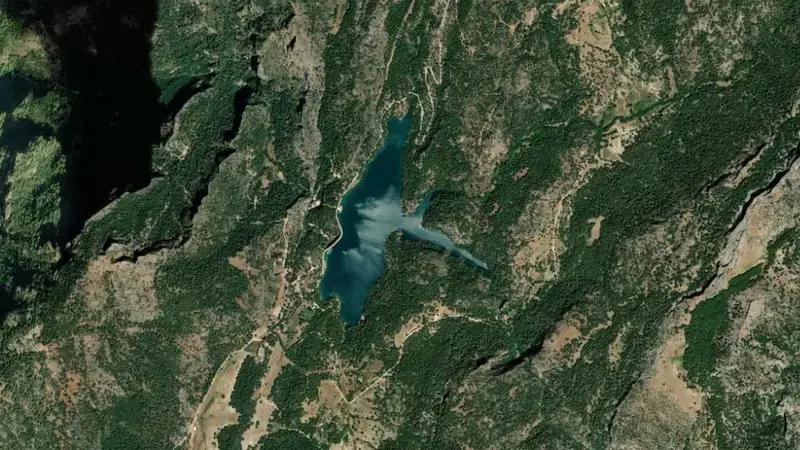 Satellite view of Aguascebas reservoir, Jaén, Andalusia, Spain