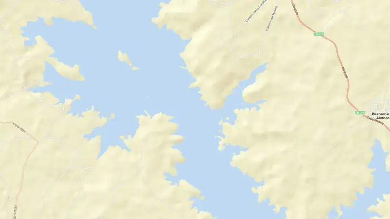 Road map of Alarcón reservoir, Cuenca, Castile-La Mancha, Spain