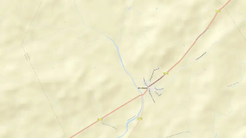 Road map of Alcollarin reservoir, Cáceres, Extremadura, Spain