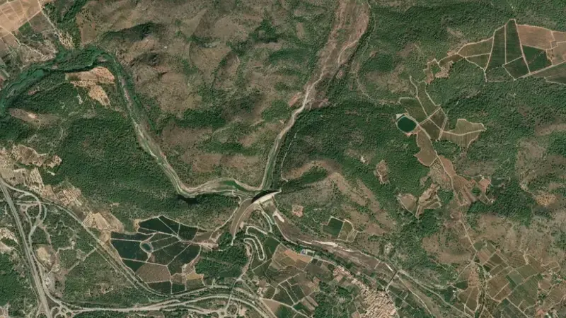Satellite view of Algar reservoir, Valencia, Valencian Community, Spain