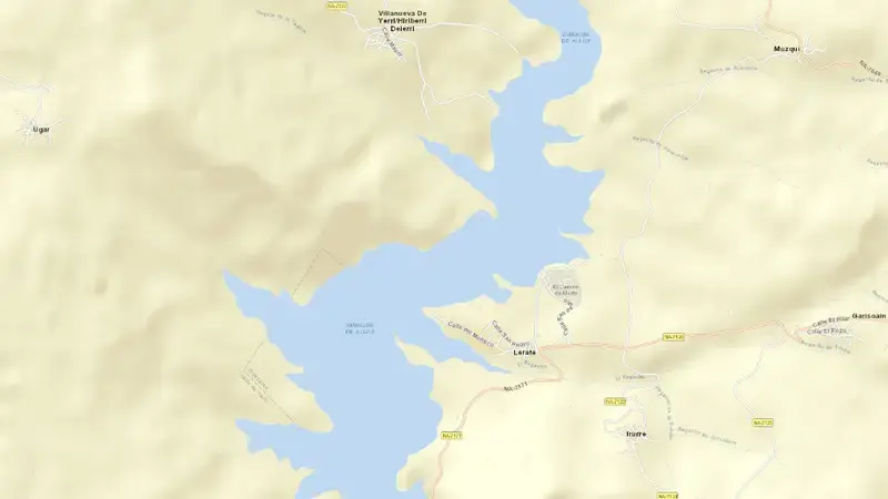 Road map of Alloz reservoir, Estellerria, Navarre, Spain